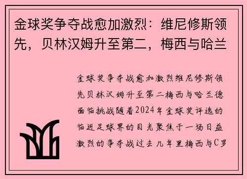 金球奖争夺战愈加激烈：维尼修斯领先，贝林汉姆升至第二，梅西与哈兰德面临挑战