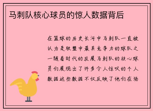 马刺队核心球员的惊人数据背后