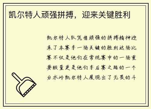 凯尔特人顽强拼搏，迎来关键胜利